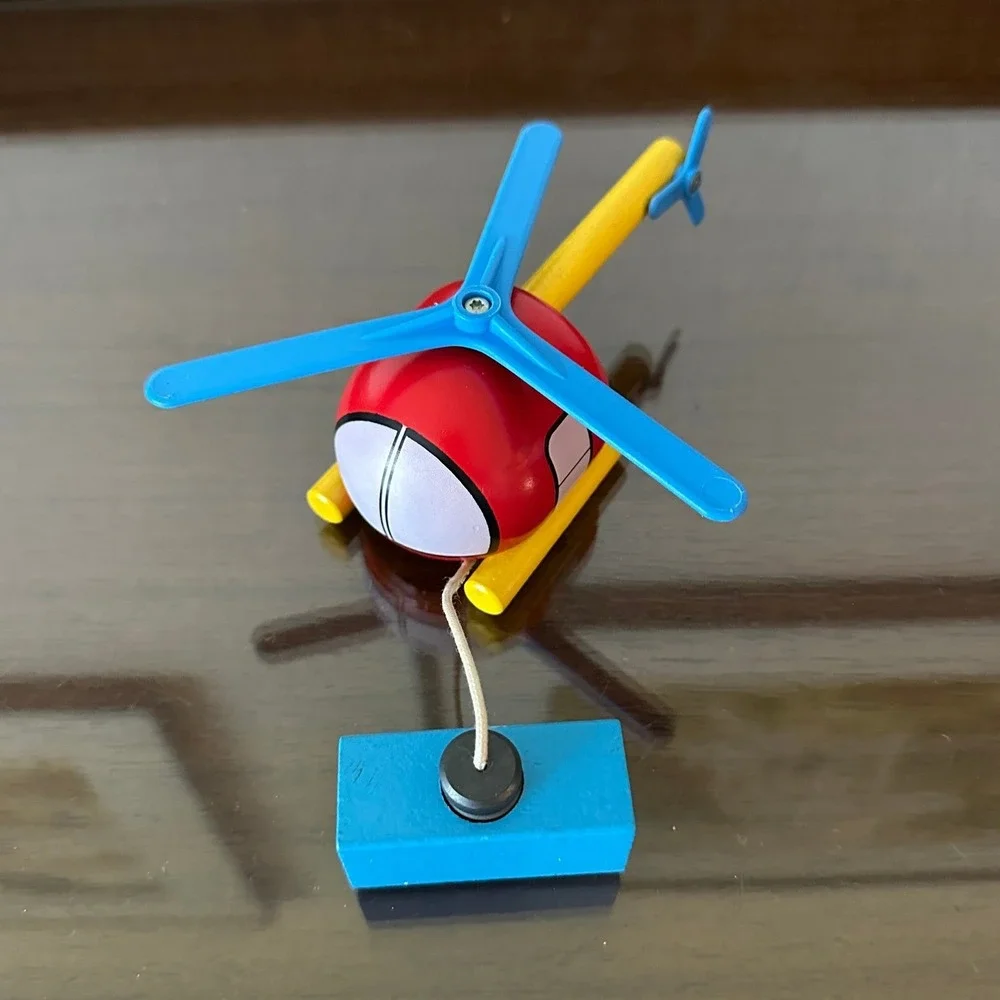 Brio 33581 Magnetic Helicopter Wooden Toy Red Yellow Blue Rescue Cargo Vehicle